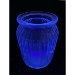 Ribbed Decorative Blue Glass Jar